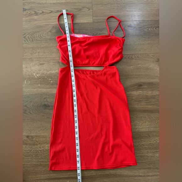 Maaji Ribbed Crimson Red Ariah Short Mini Dress Back Cutout Size Large - Picture 12 of 12